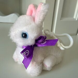 Vintage CADBURY White Chocolate Easter Bunny Keychain Plush Charm 3" So Cute!